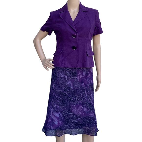 Studio 1 Women's Two Piece Set Grape Paisley Jacket & Sleeveless Dress Set 6P - Picture 1 of 7